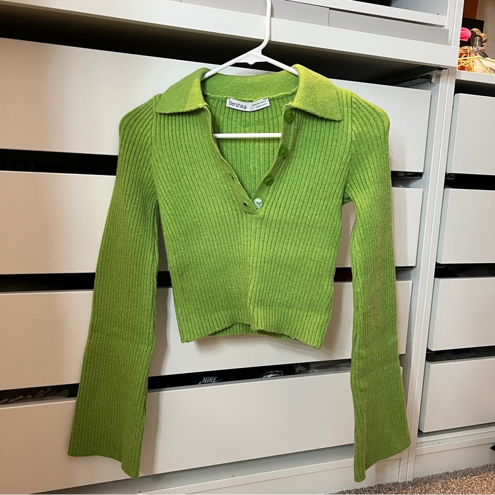 Bershka Button Down Collared Sweater